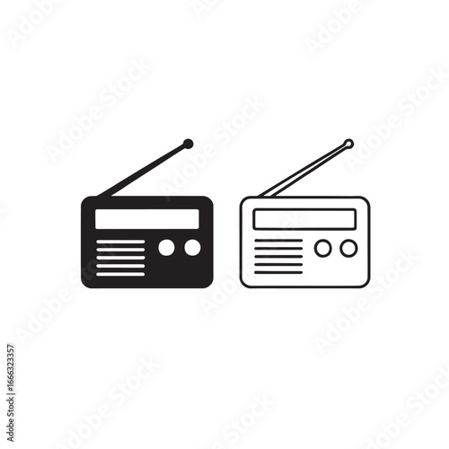 Pair of Radios Black and Outline Vector