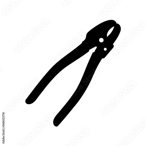 Detailed black and white illustration of end cutting nippers on a white background