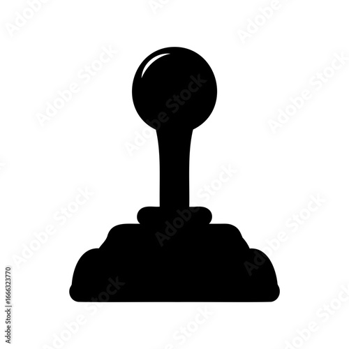 Black and White Silhouette of Manual Gear Shift Knob on White Background