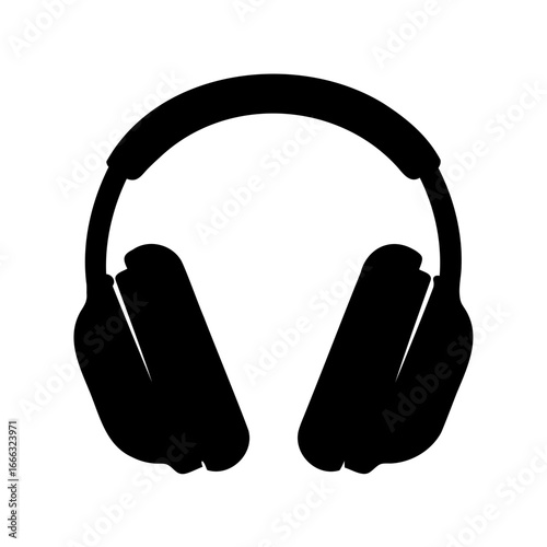 Stylized Black Headphones Illustration on White Background for Audio Enjoyment