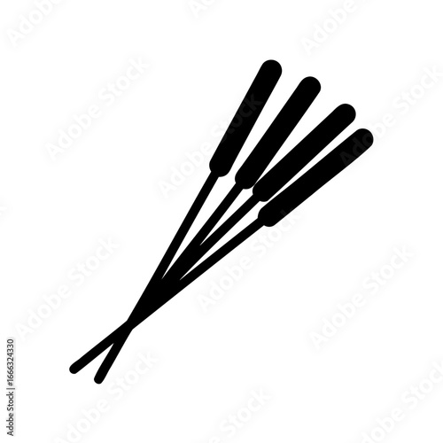 A group of four black sticks or rods arranged in a bundle