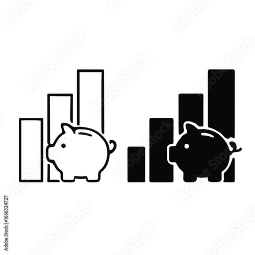 Financial Growth and Piggy Bank Vector Icons