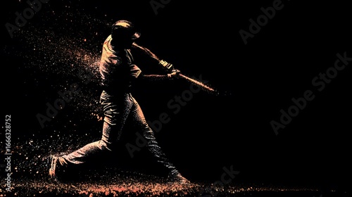 Dynamic Baseball Player Silhouette on Black Background