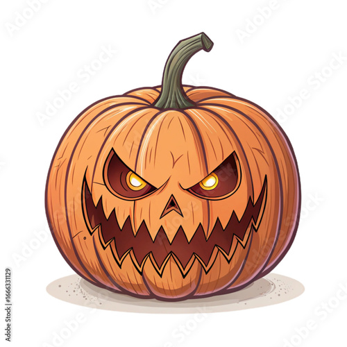 Evil Black Pumpkin Jack O’Lantern – Halloween Scary Pumpkin Vector Illustration,transparent background,vector file,4k,2025