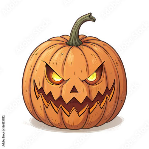 Evil Black Pumpkin Jack O’Lantern – Halloween Scary Pumpkin Vector Illustration,transparent background,vector file,4k,2025