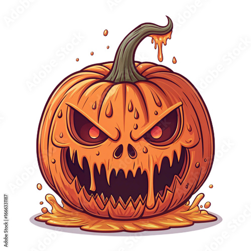 Evil Black Pumpkin Jack O’Lantern – Halloween Scary Pumpkin Vector Illustration,transparent background,vector file,4k,2025