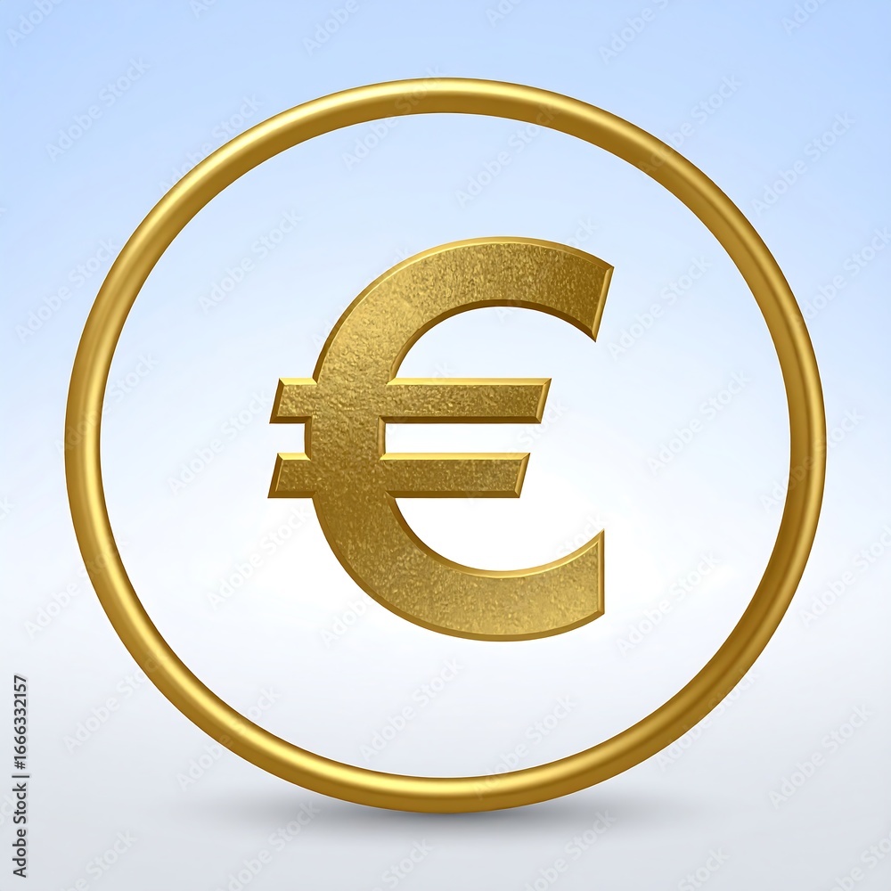 Fototapeta premium Gold euro symbol in a circular frame