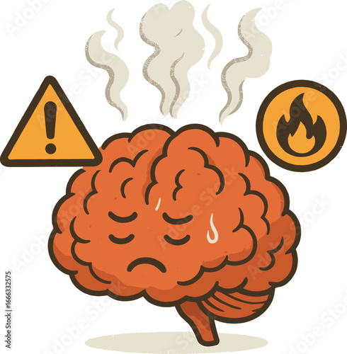 Overheating Brain with Warning Signs