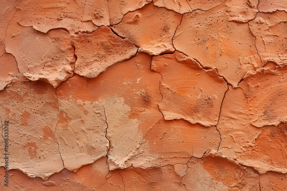 Naklejka premium Warm Terracotta Stucco Wall Texture with Uneven Rough Surface Ideal for Mediterranean and Rustic Architectural Designs old wall background