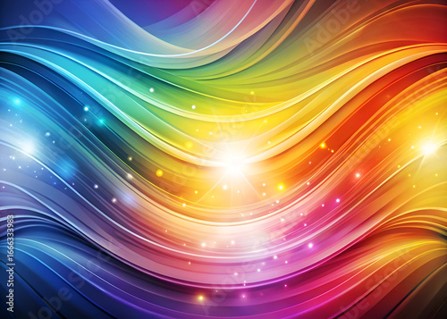 Abstract Colorful Waves with Glowing Lights. Dynamic Design