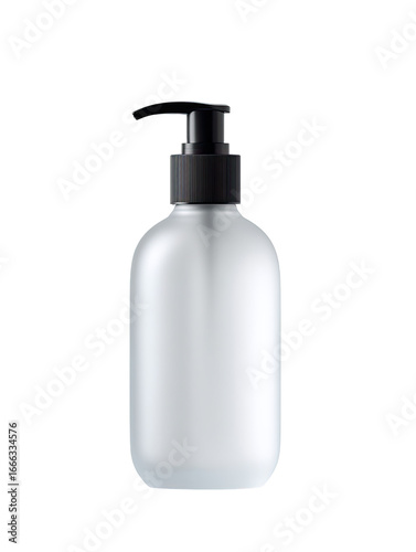 Frosted, rectangular bottle with black pump