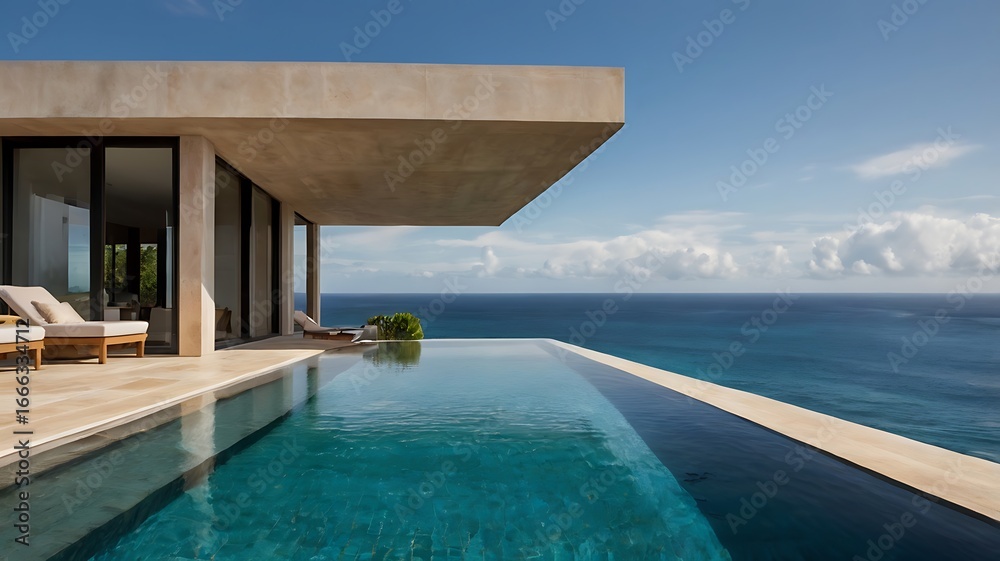 Fototapeta premium Infinity-edge pool on island house terrace