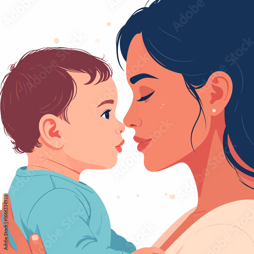 Tender Moment - Mother and Baby Sharing a Gentle Kiss.