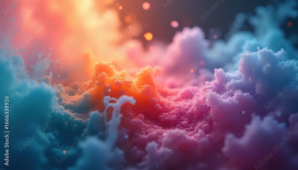 Fototapeta premium A close up view of a colorful cloud of powder.