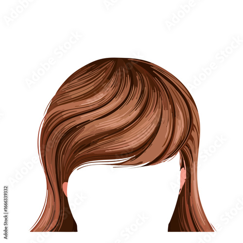 Woman with layered brunette hairstyle studio shot against black backdrop fashion illustration