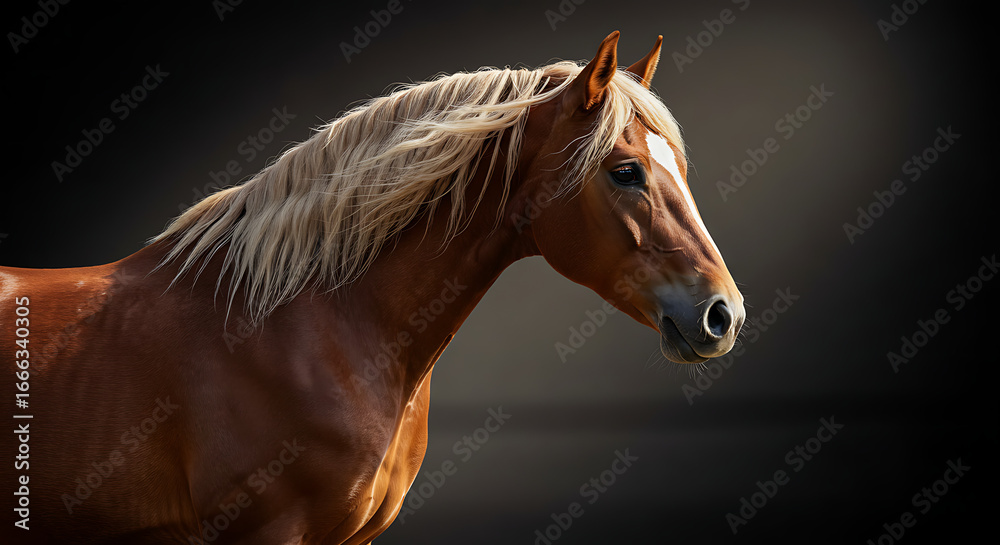 Obraz premium Majestic Chestnut Horse A Portrait of Grace and Power in the Spotlight