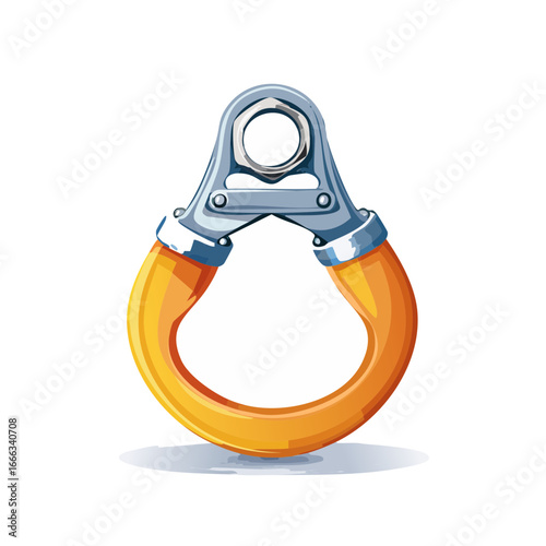 Illustration of a metal locking device with orange rubber grips, isolated on black backdrop.
