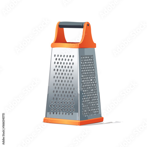 Isolated box grater, kitchen tool, food preparation, grating cheese, vegetables, modern design