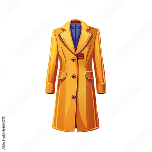 Stylish yellow coat with buttons fashion outerwear garment apparel trendy clothes wardrobe