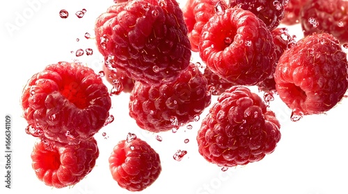 Vibrant Fresh Red Floating Fruits Close Up in Air for Food and Beverage Advertising