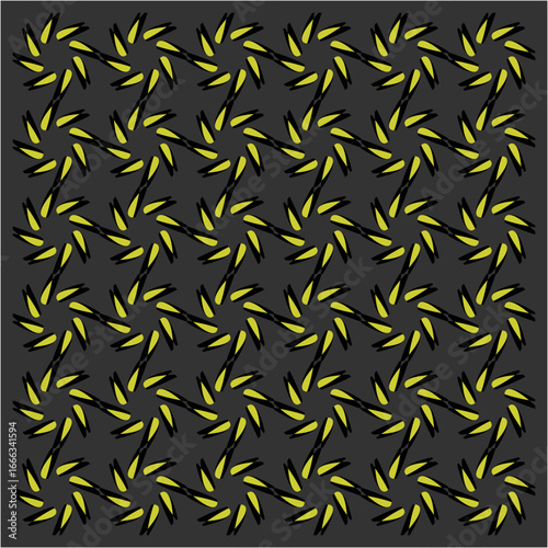 A mesmerizing optical pattern where golden-yellow petals spin in endless rotation, forming hypnotic spirals that weave balance, rhythm, and perpetual harmony.