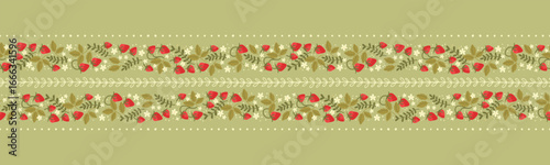 Cute hand drawn strawberry seamless pattern, lovely floral background, great for textiles, banners, wallpapers, wrapping - vector design