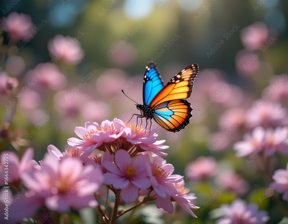 Obraz premium Vibrant Monarch Butterfly on Pink Flowers