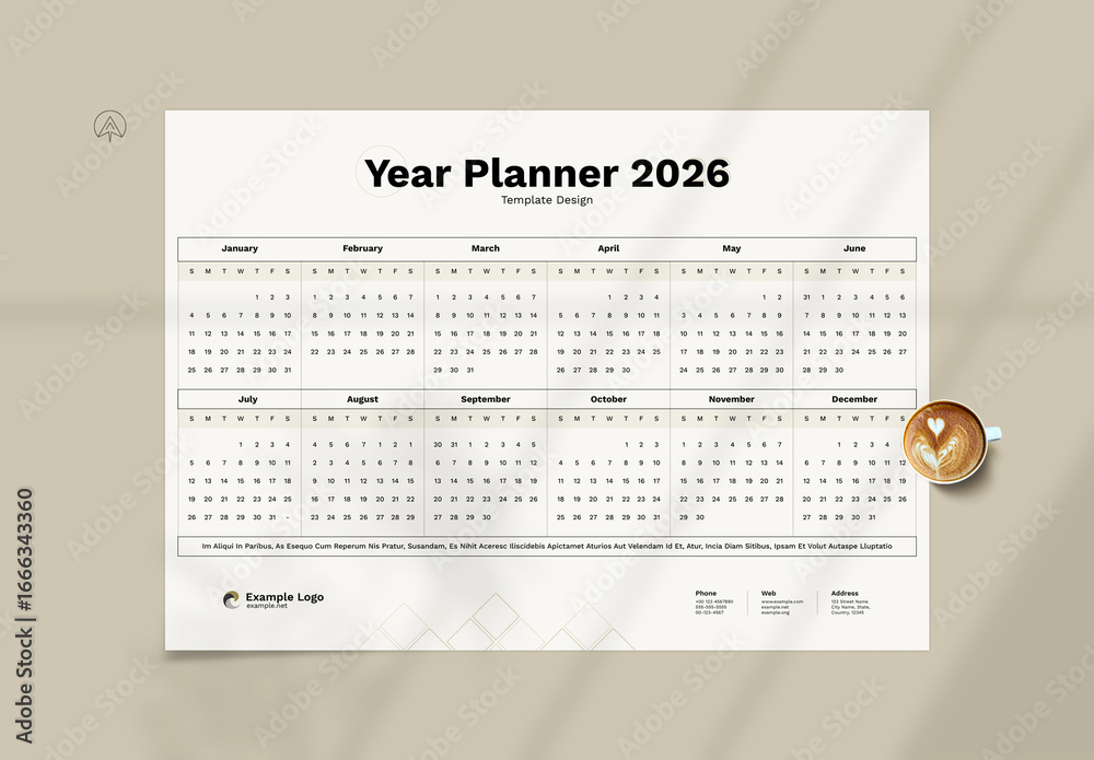 Year Planner 2026 Template Stock Template | Adobe Stock