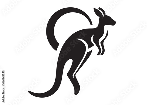 kangaroo logo silhouette vector, kangaroo logo vector illustration, wallaby logo vector silhouette, animal silhouette vector, wild animals kangaroo logo silhouette vector on white background.