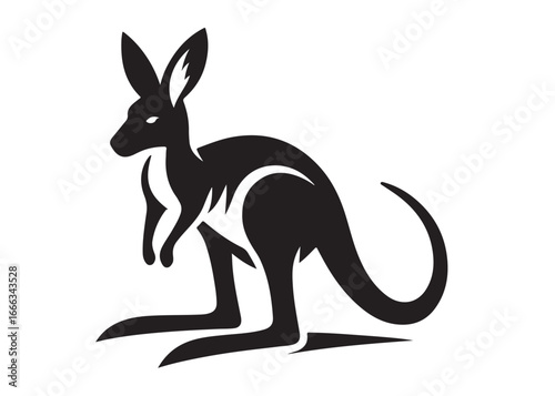 kangaroo logo silhouette vector, kangaroo logo vector illustration, wallaby logo vector silhouette, animal silhouette vector, wild animals kangaroo logo silhouette vector on white background.