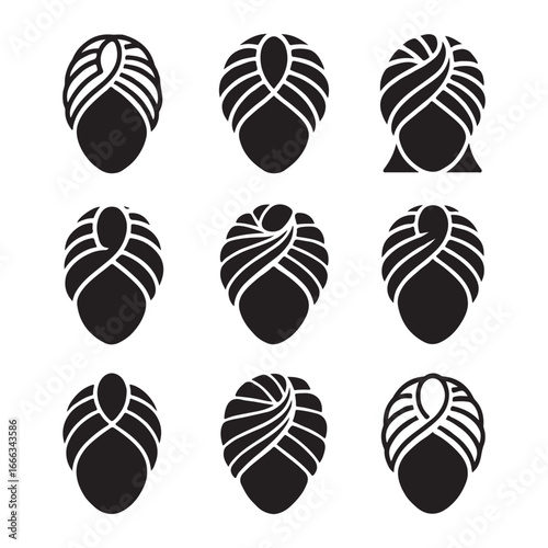 Minimal turban icon set isolated on white background