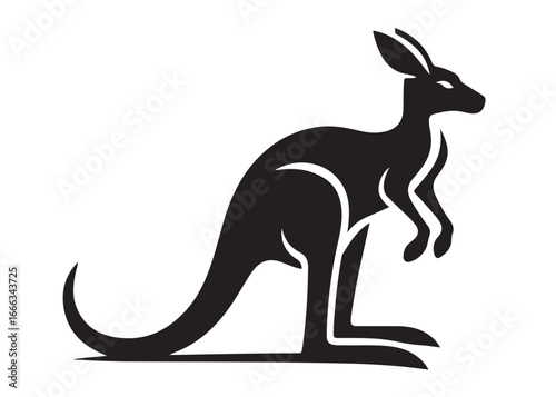 kangaroo logo silhouette vector, kangaroo logo vector illustration, wallaby logo vector silhouette, animal silhouette vector, wild animals kangaroo logo silhouette vector on white background.