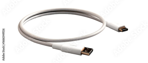 White DisplayPort cable coiled