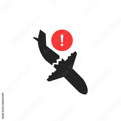 exclamation point with black airplane icon