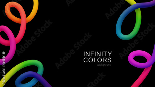 Wallpaper Mural Colorful Infinity Gradient Lines on Black Background Torontodigital.ca