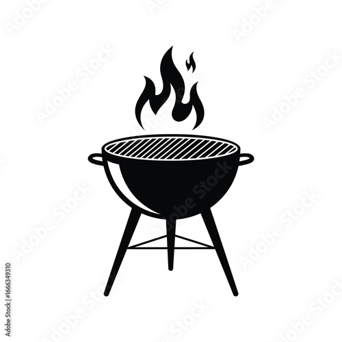 Barbecue grill flames fire cooking food outdoor summer party charcoal barbeque lifestyle vector