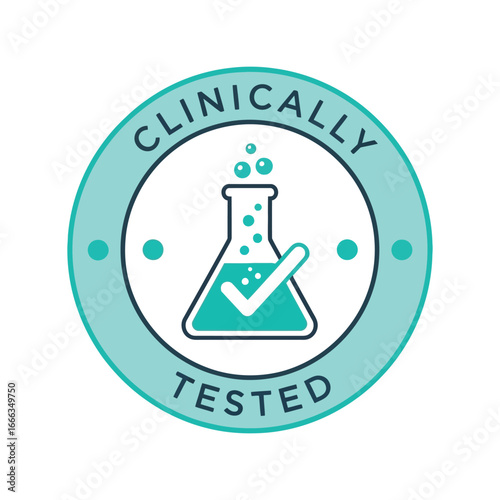 Clinically tested seal of approval for science health and quality assurance vector