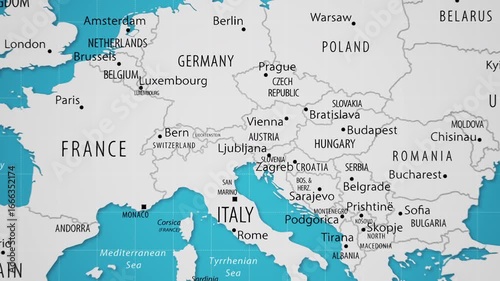 Austria on the World Map with Animated National Flag