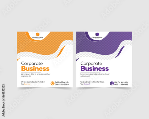 promotional ads post design social media marketing business design blue with yellow color combination editable text format vector template. 