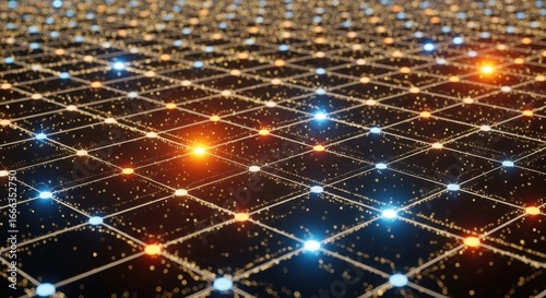 Abstract Digital Network of Glowing Nodes and Connections