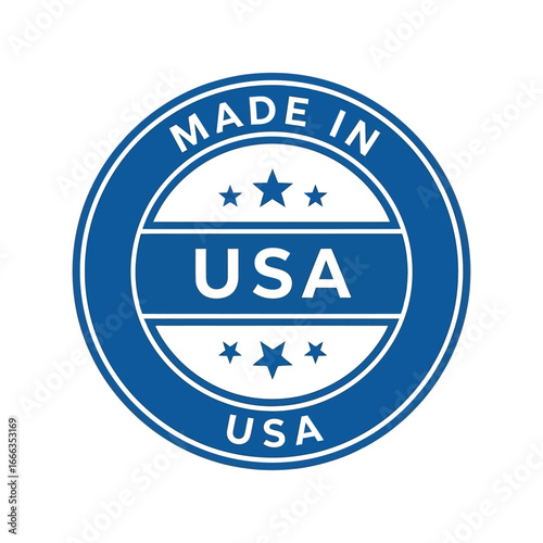 Circular emblem stamp authenticity guarantee origin country manufacture usa certified quality assurance vector