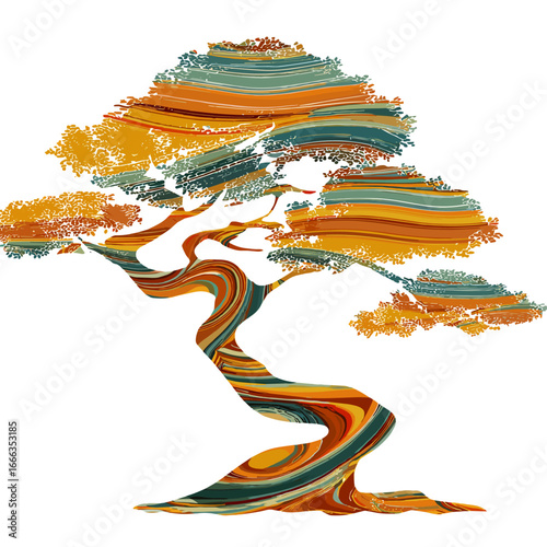Abstract Tree Painting: a vibrant abstract painting of a tree, the brushstrokes, and a symphony of warm, inviting colors, bringing life into the image.
