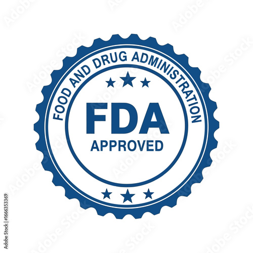 Fda approved seal food and drug administration stamp certification stamp vector