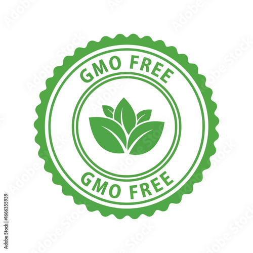 Certified organic non gmo free green seal stamp emblem badge for healthy food products vector