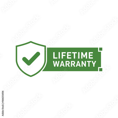 Lifetime warranty shield icon with check mark guarantee and assurance symbol vector