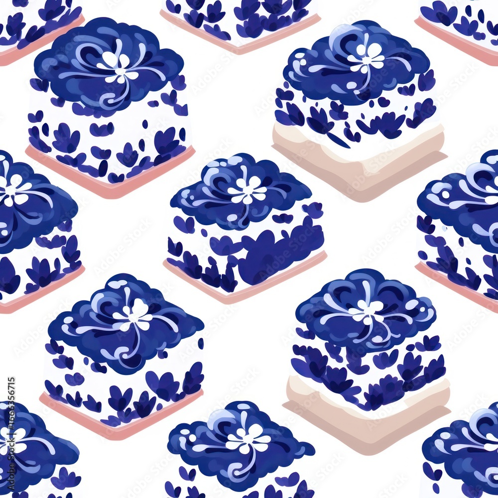 Fototapeta premium Tile pattern of cake backgrounds porcelain dessert.