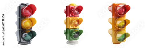Set of 3D Traffic light clipart isolated on a transparent background