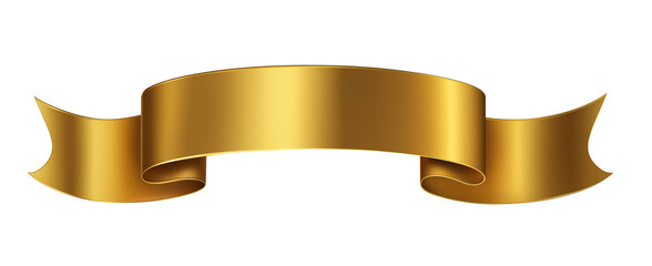 Gold banner ribbon isolated on a transparent background as a cutout PNG file