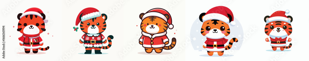 cute tiger in Christmas costume