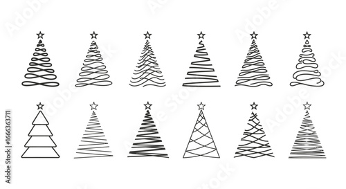 Unique Christmas tree designs with star toppers perfect for holiday greetings
